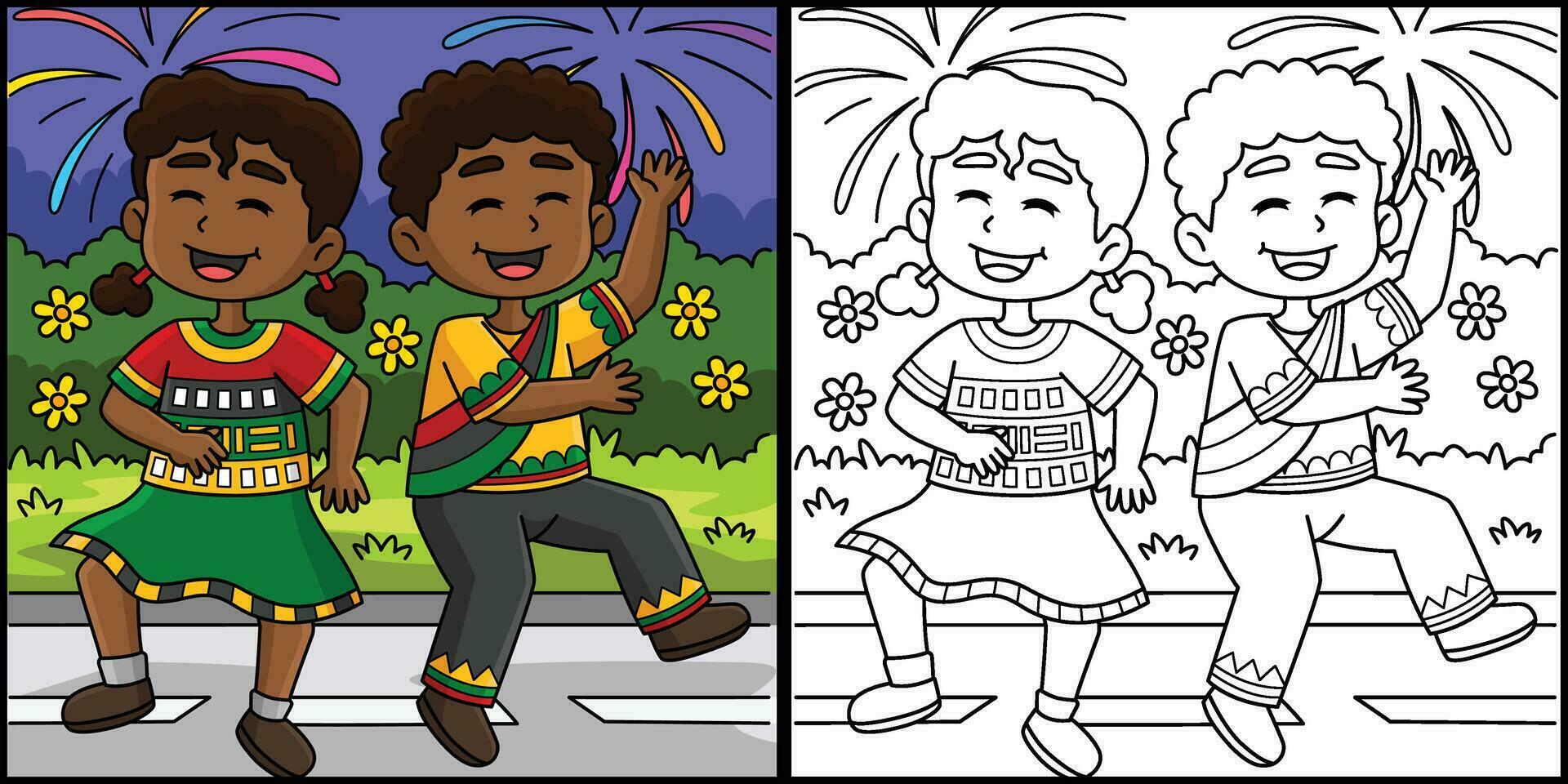 Boy and Girl Dancing on Juneteenth Illustration vector