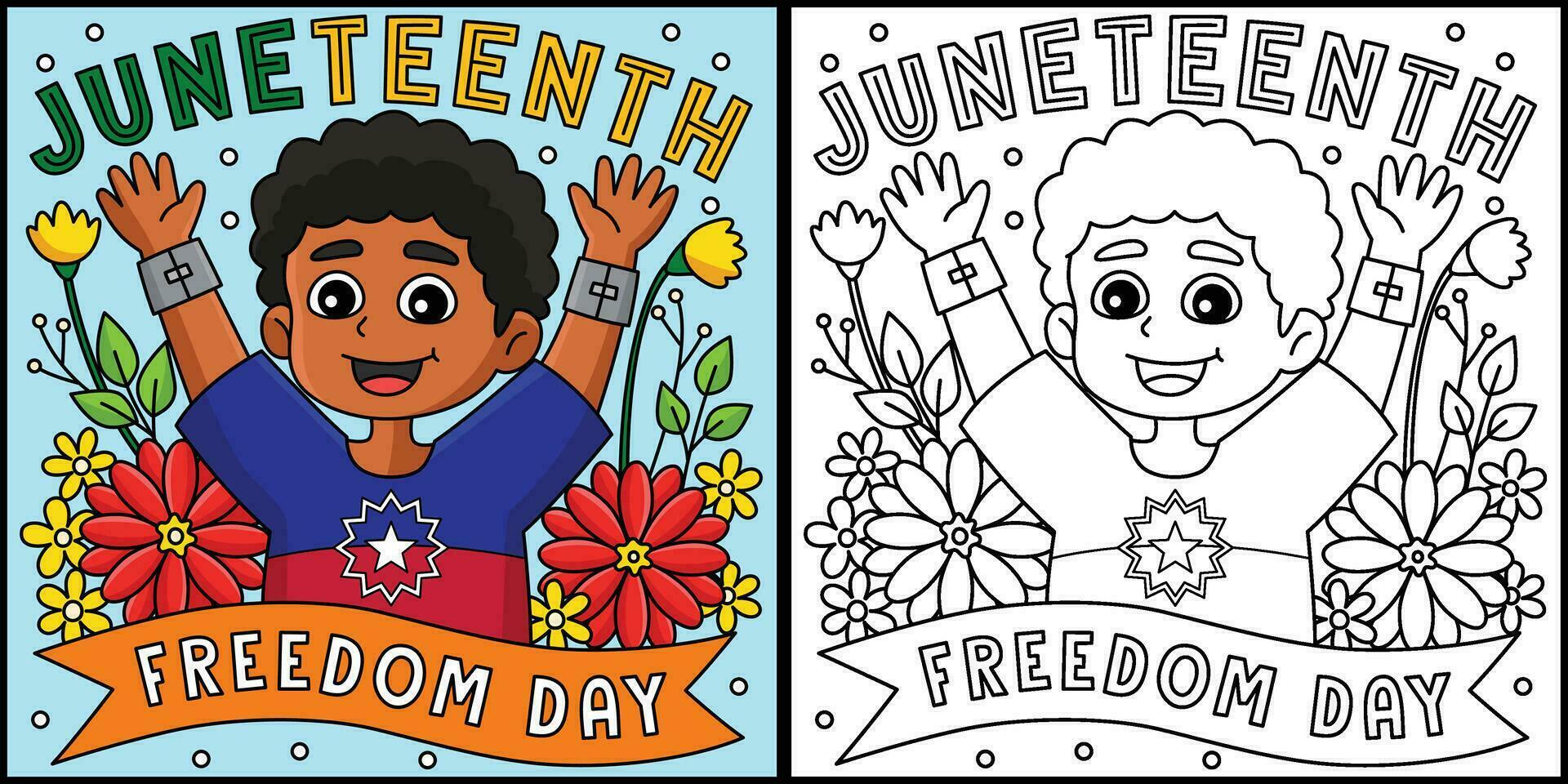 Juneteenth Freedom Day Coloring Page Illustration vector