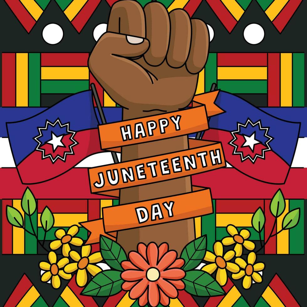 Happy Juneteenth Colored Cartoon Illustration vector