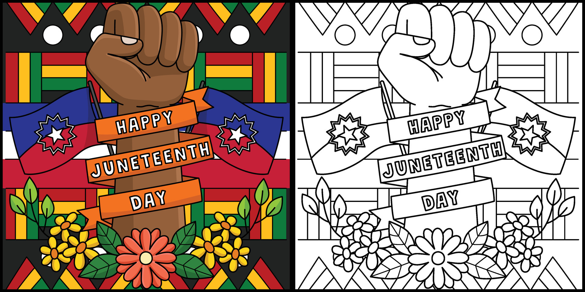 Happy Juneteenth Day Coloring Page Illustration 25375147 Vector Art at