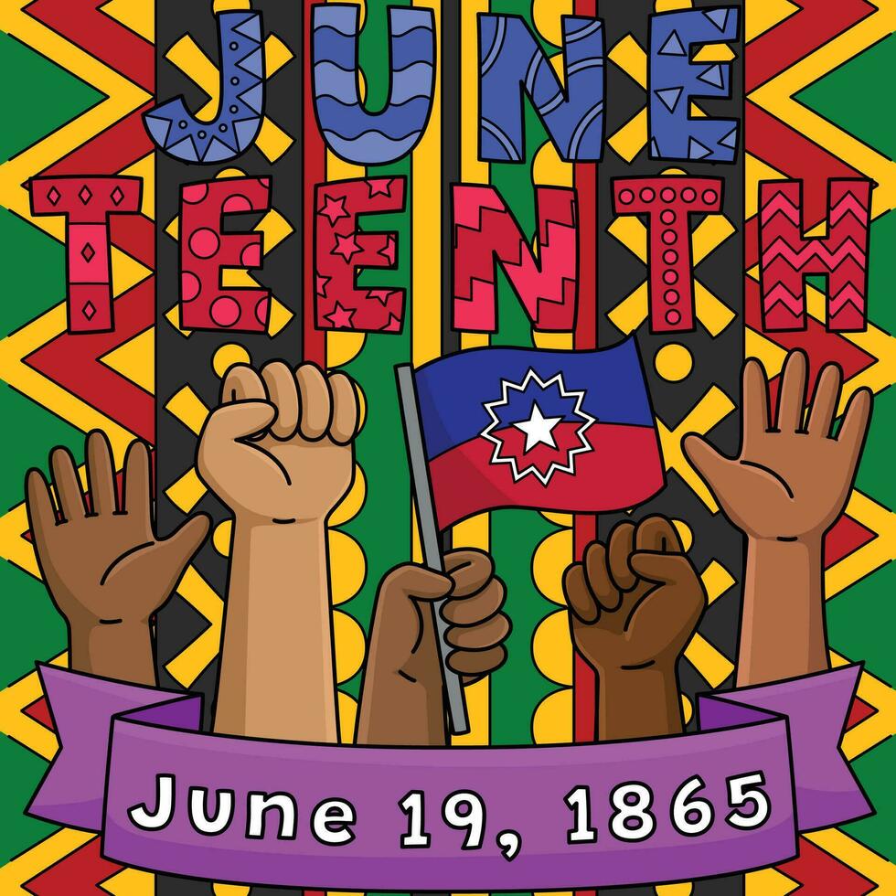 Juneteenth Raising Hands Coloring Illustration vector