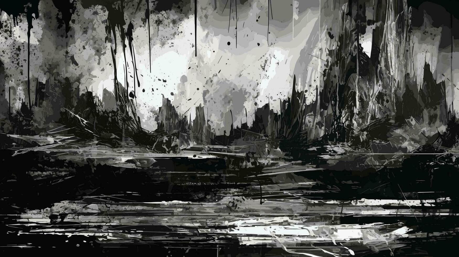 resumen ilustración, negro y blanco afligido antecedentes con oscuro lugares, arañazos, y líneas vector