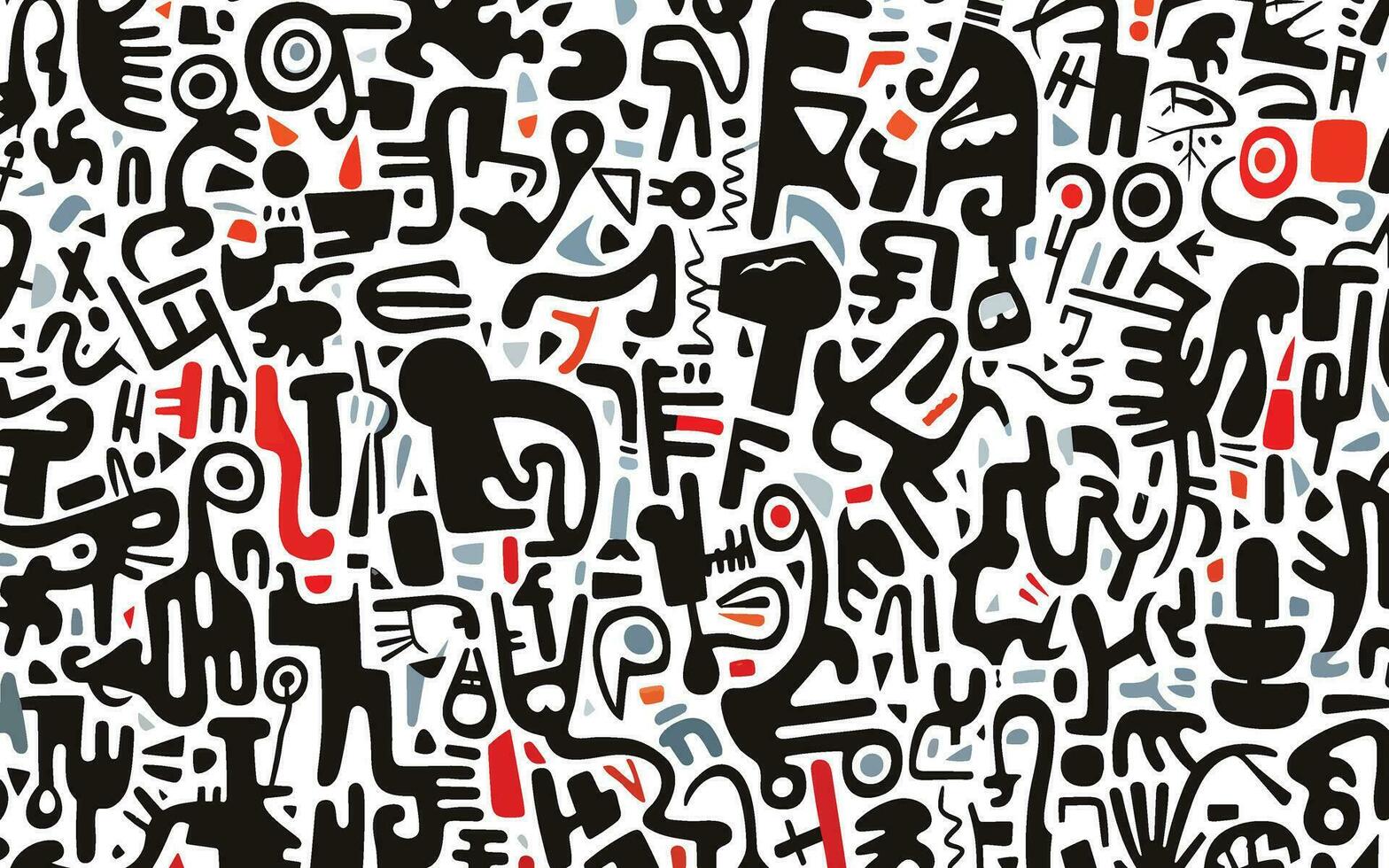 black, white and grey pattern on a wall, in the style of neo-pop iconography, schizowave, playful figures, minimalist strokes vector