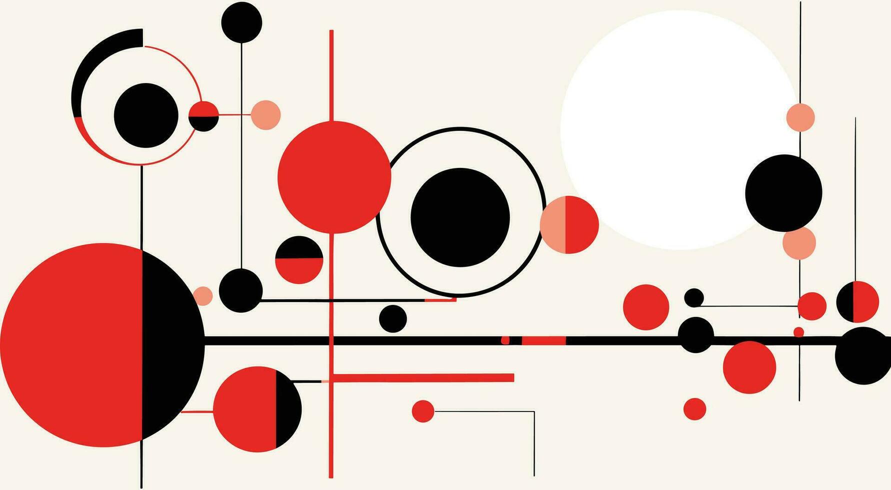 abstract circles of circle pattern graphic design flat design, in the style of de stijl, precisionist lines and shapes, red and black, mechanical designs, analytical art, scientific diagrams vector