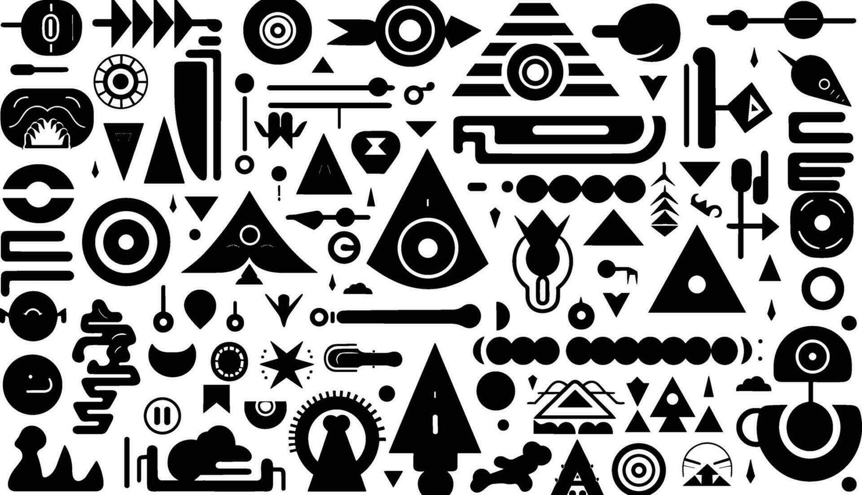 black vectors elements, shapes and symbols vector vectors element, in the style of jumbled geometric compositions, raw texture, pop art iconography, elongated shapes, realistic, mismatched patterns