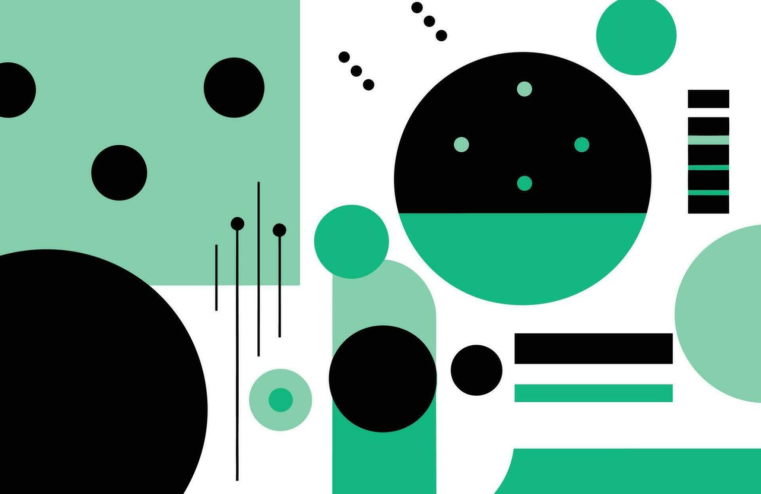 abstract geometric design, in the style of light black and emerald, playful figures, vibrant, exaggerated scenes, simple shapes, multiple patterns, multiple screens, abstract non-representational vector