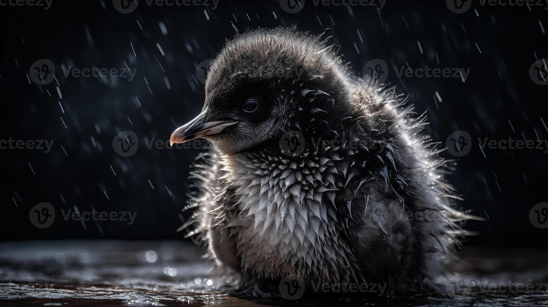 Penguin Chick Experiencing Antarctic Winds photo