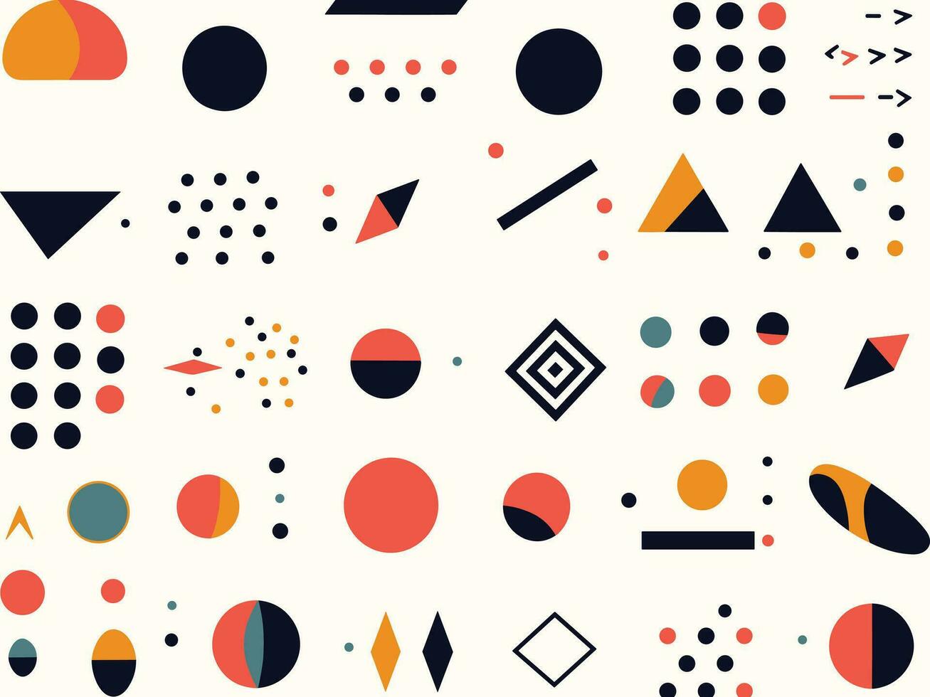 collection of geometric shapes on a white background, in the style of memphis design, bold use of line, geometric aesthetics, dotted, neo-geo minimalism, frequent use of diagonals vector