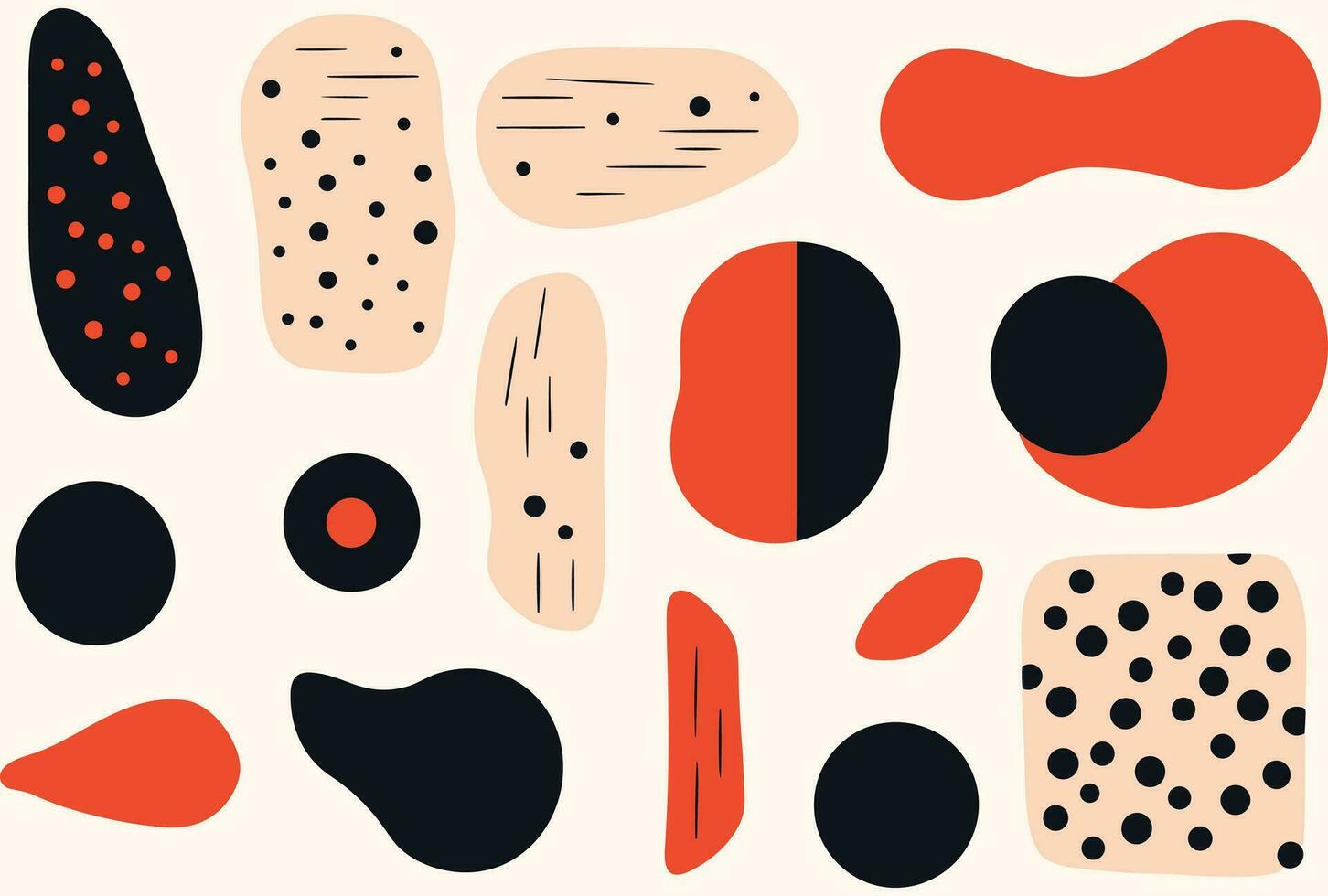 set of abstract shapes, abstract elements, in the style of bold patterns and typography, minimalist graphic designer vector