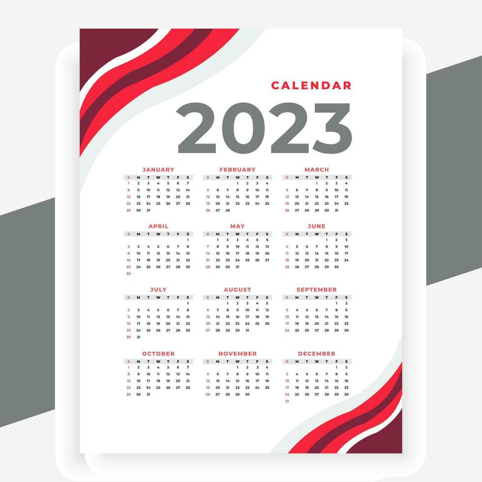 2023 paper modern calendar layout in printable style vector