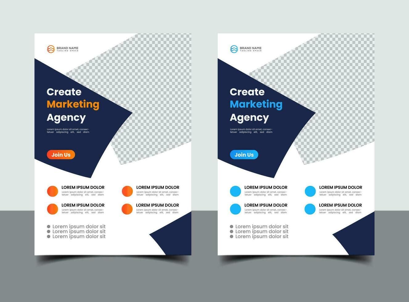 orange and blue business flyer template vector