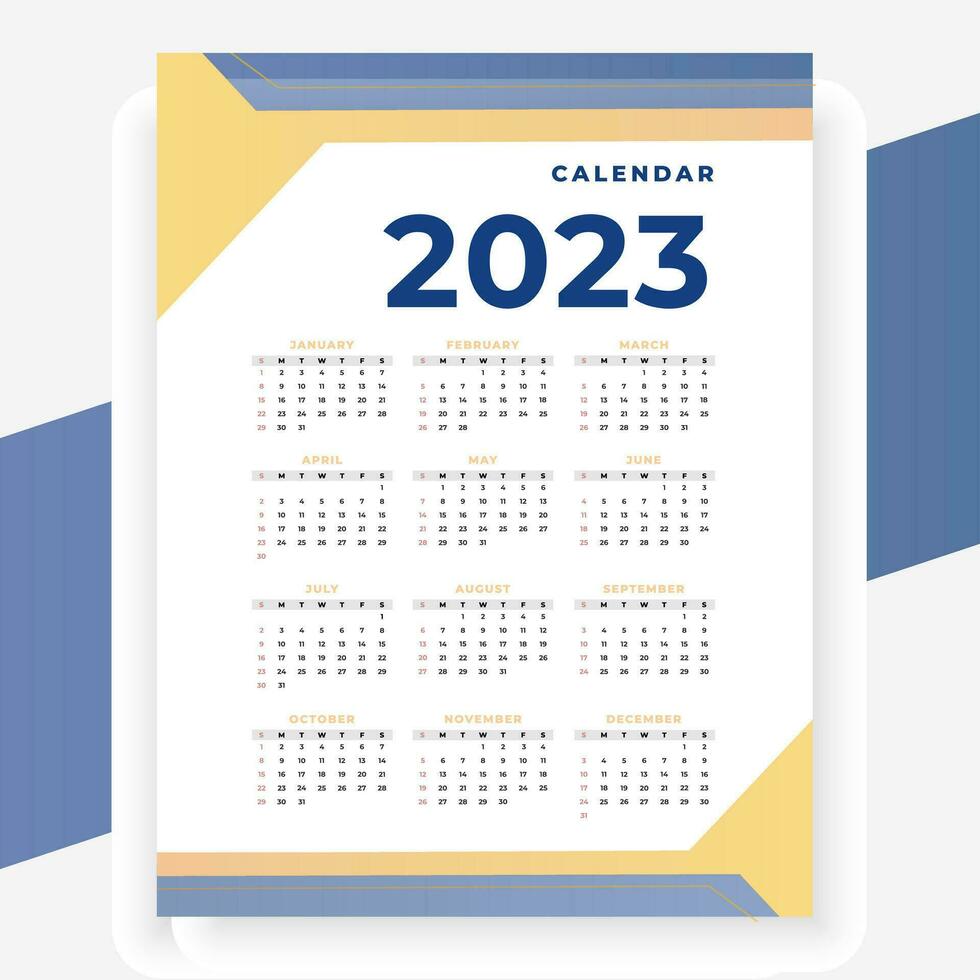 2023 papel moderno calendario diseño en imprimible estilo vector