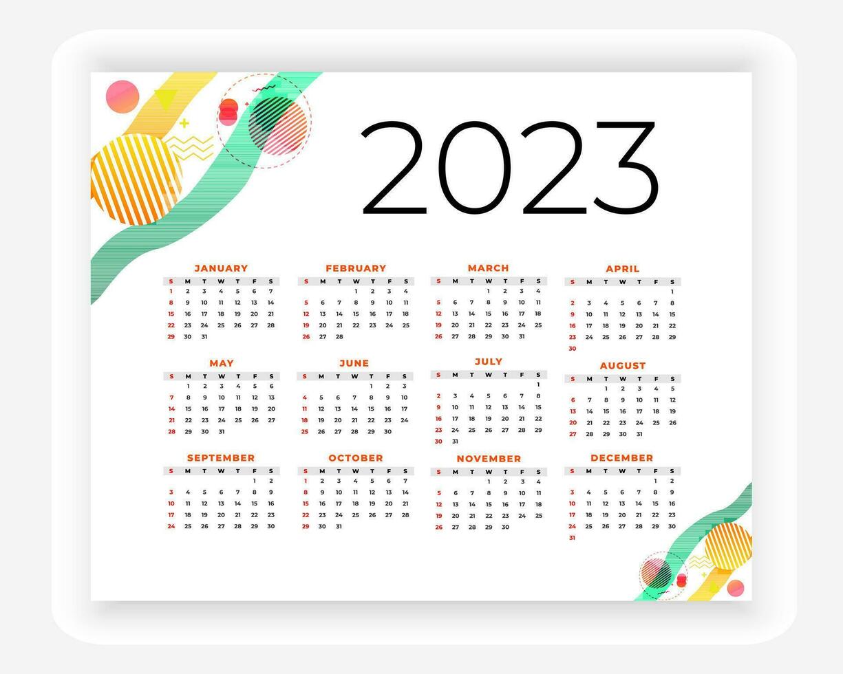 vector modern style new year 2023 calendar template