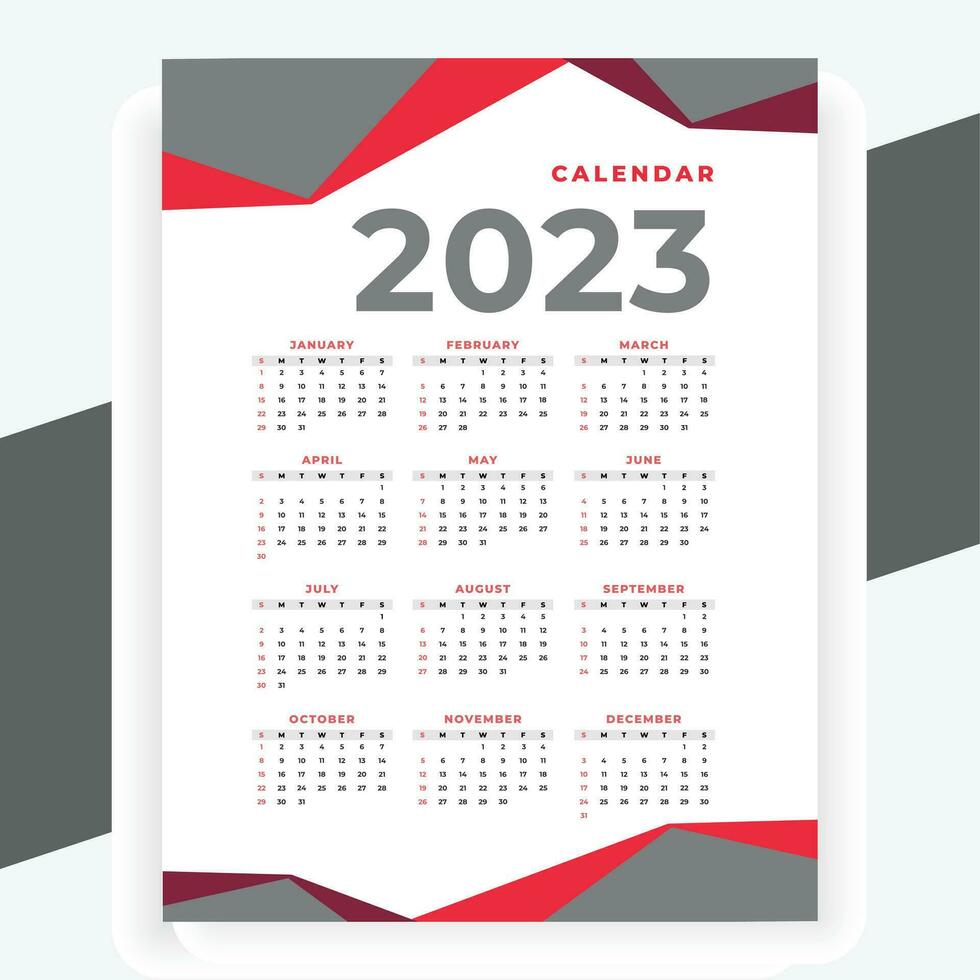 2023 papel moderno calendario diseño en imprimible estilo vector