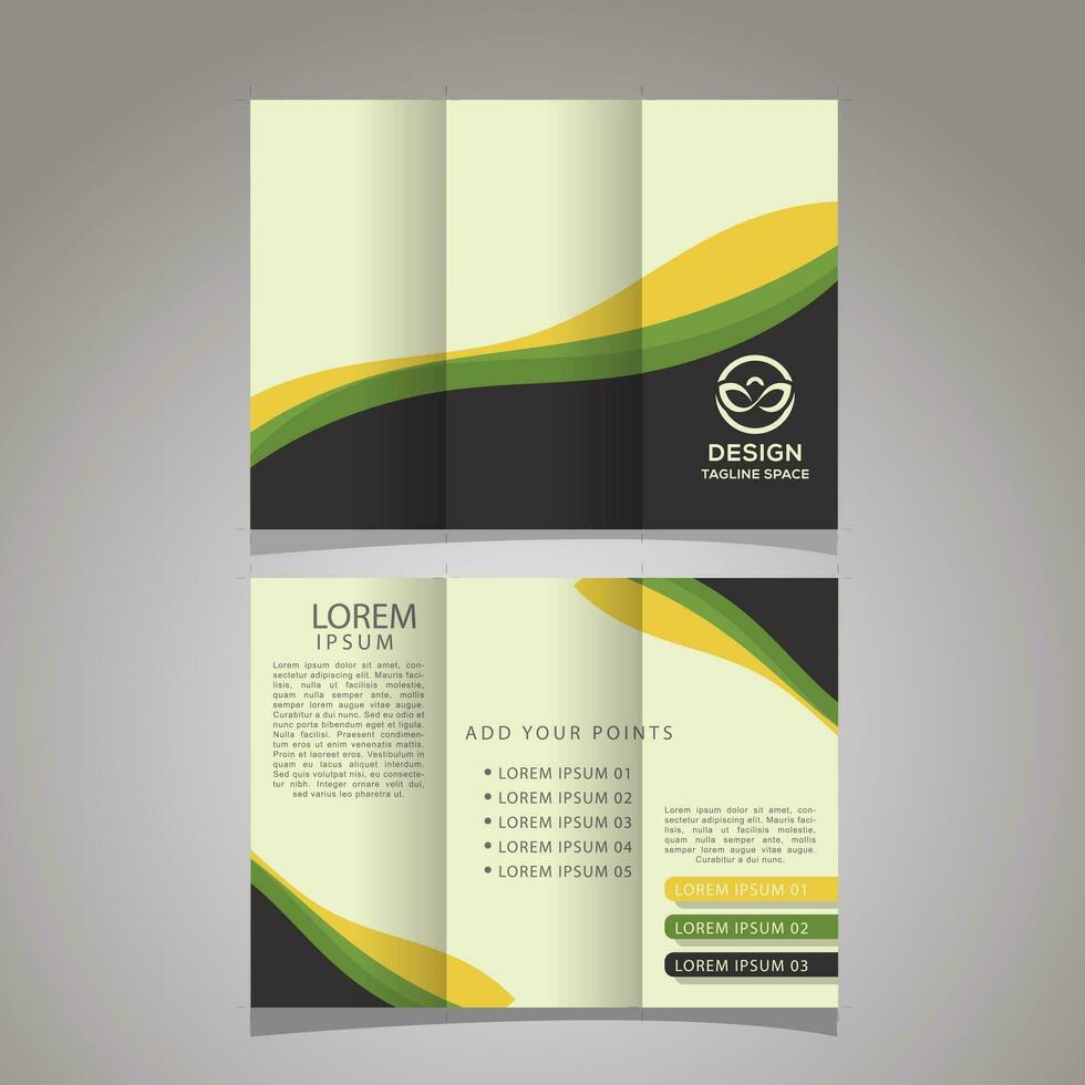 Business trifold template with creative shapes vector