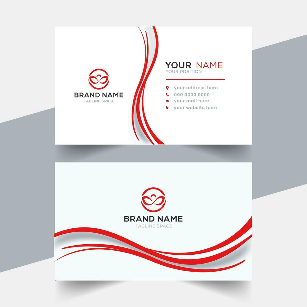 white business card with red shape vector