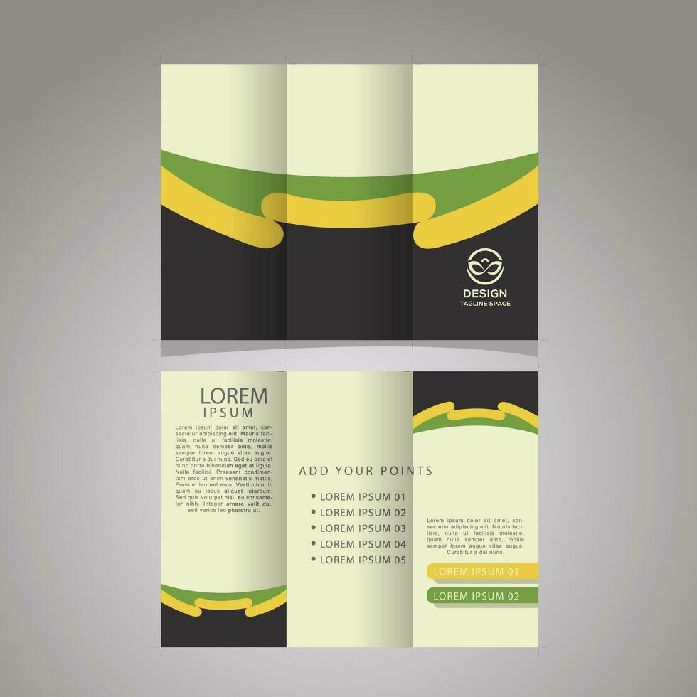 Business trifold template with creative shapes vector