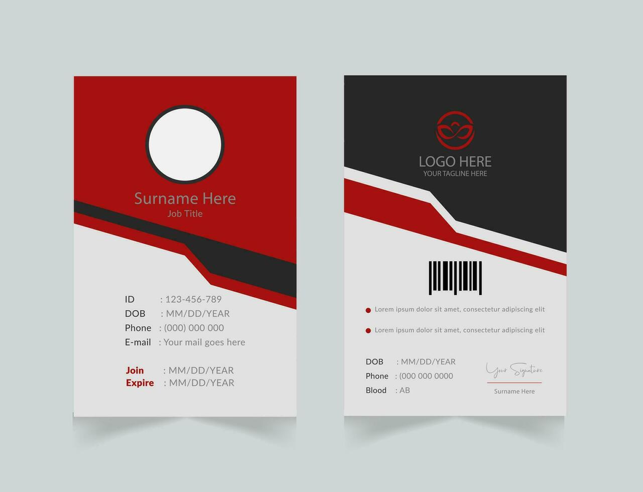 vector office id card with minimalist elements