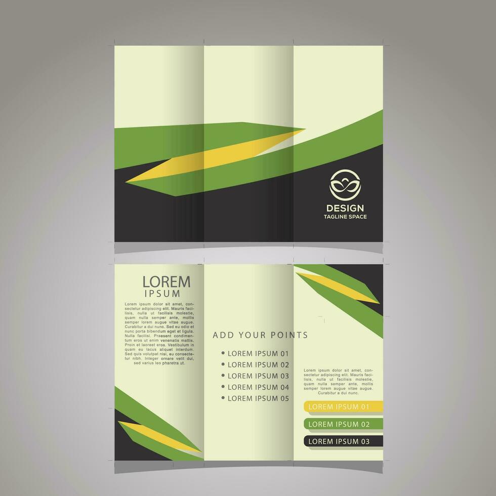 Business trifold template with creative shapes vector