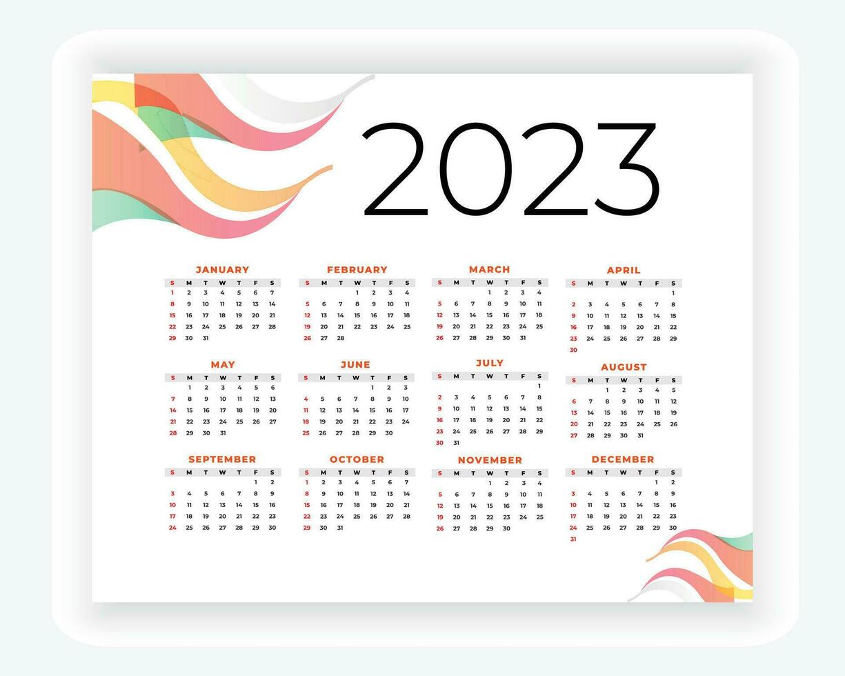 vector modern style new year 2023 calendar template