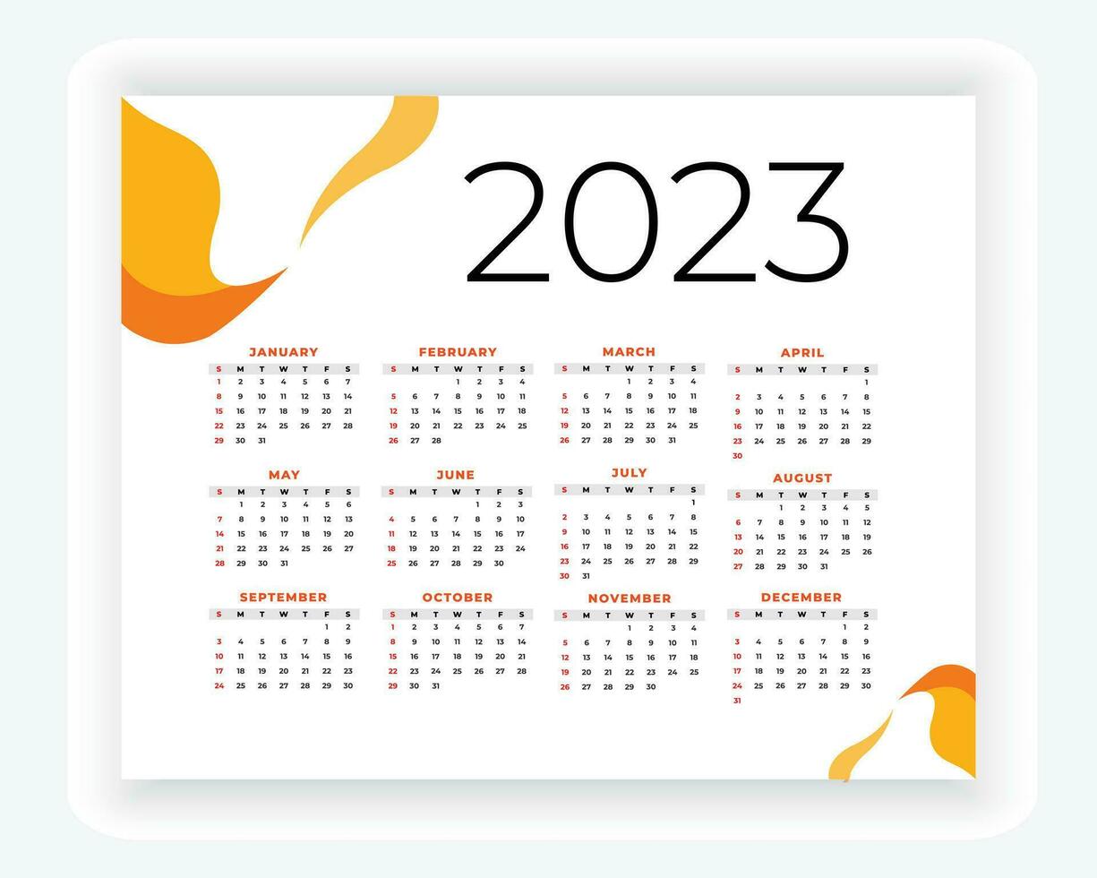vector modern style new year 2023 calendar template