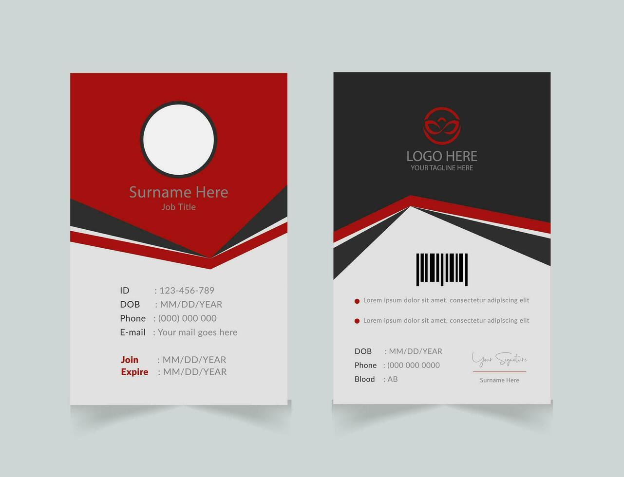 vector office id card with minimalist elements