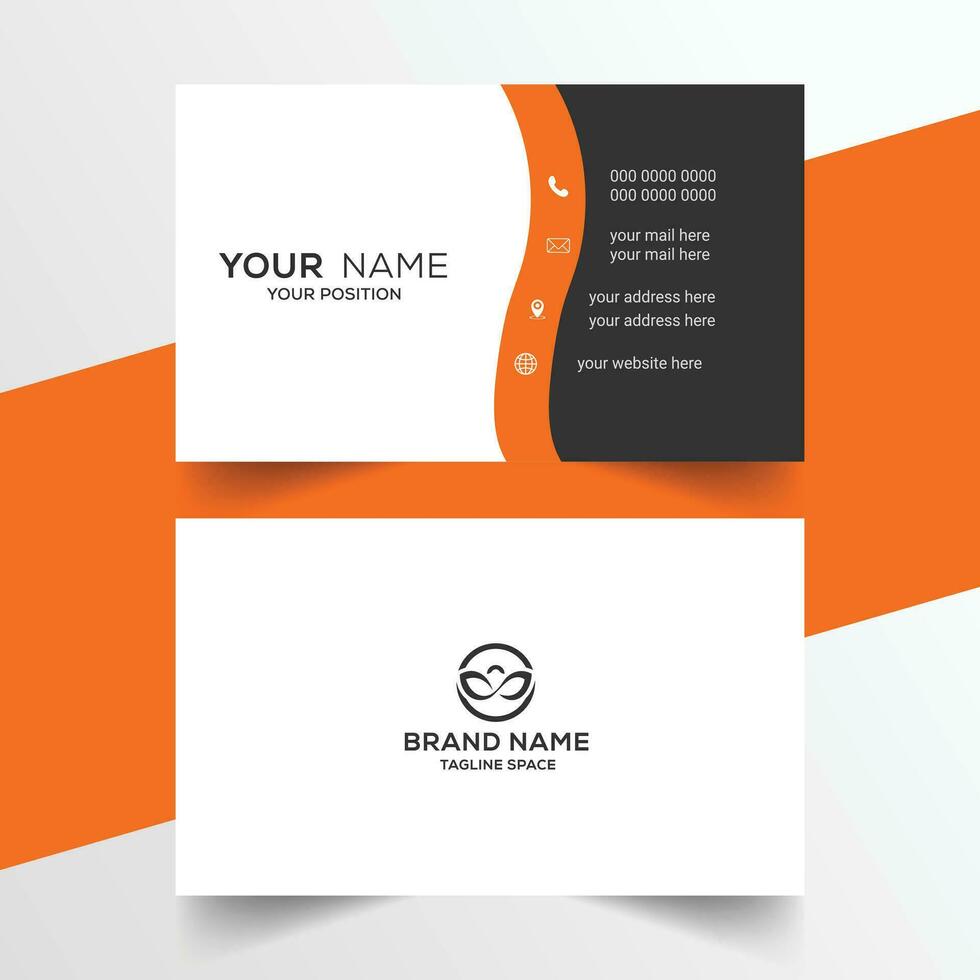 orange and white minimal business card design vector