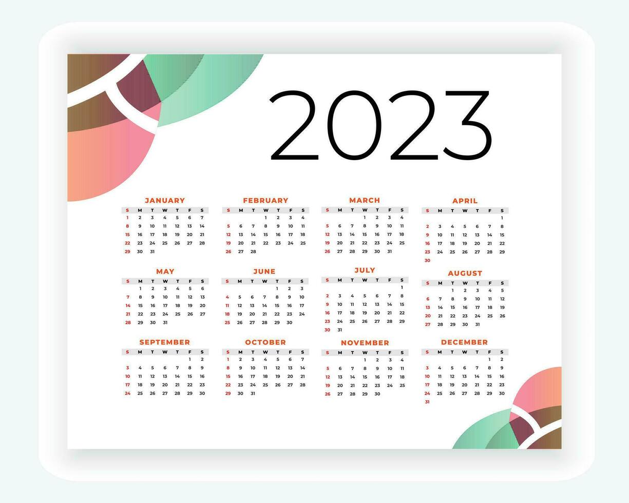 vector modern style new year 2023 calendar template