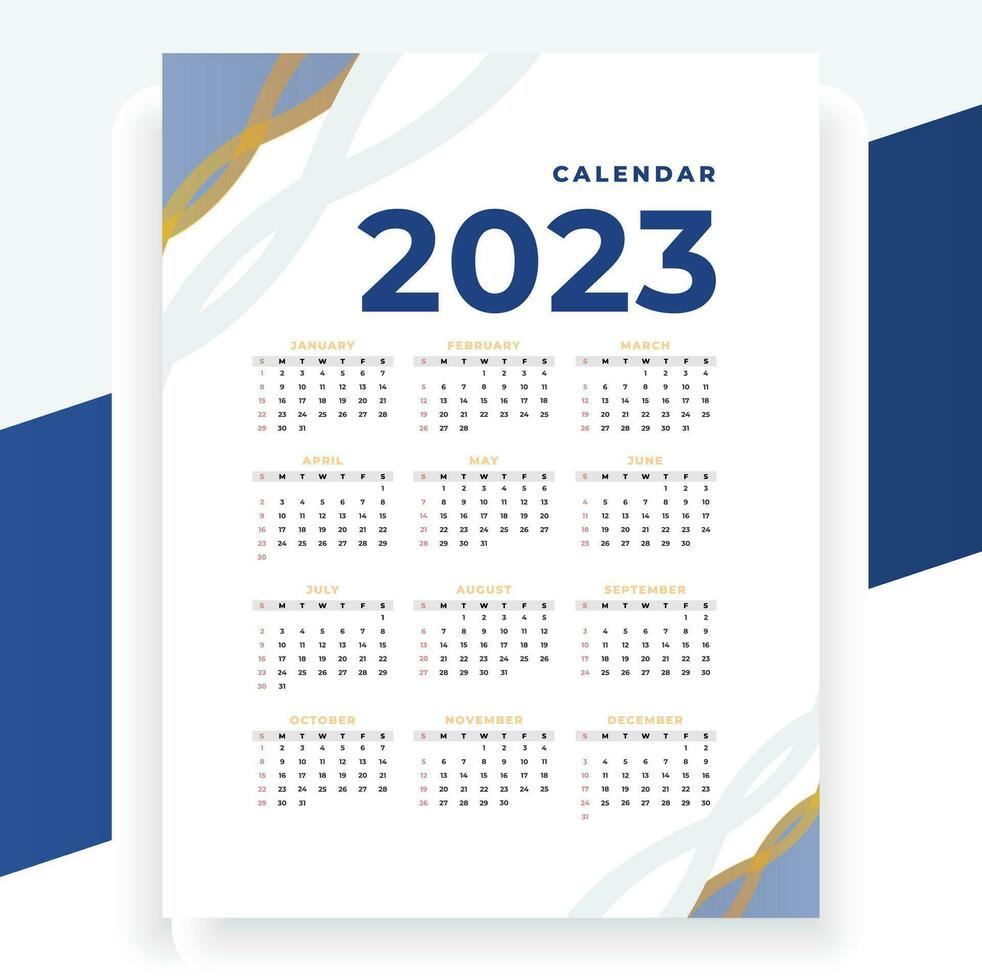 2023 papel moderno calendario diseño en imprimible estilo vector