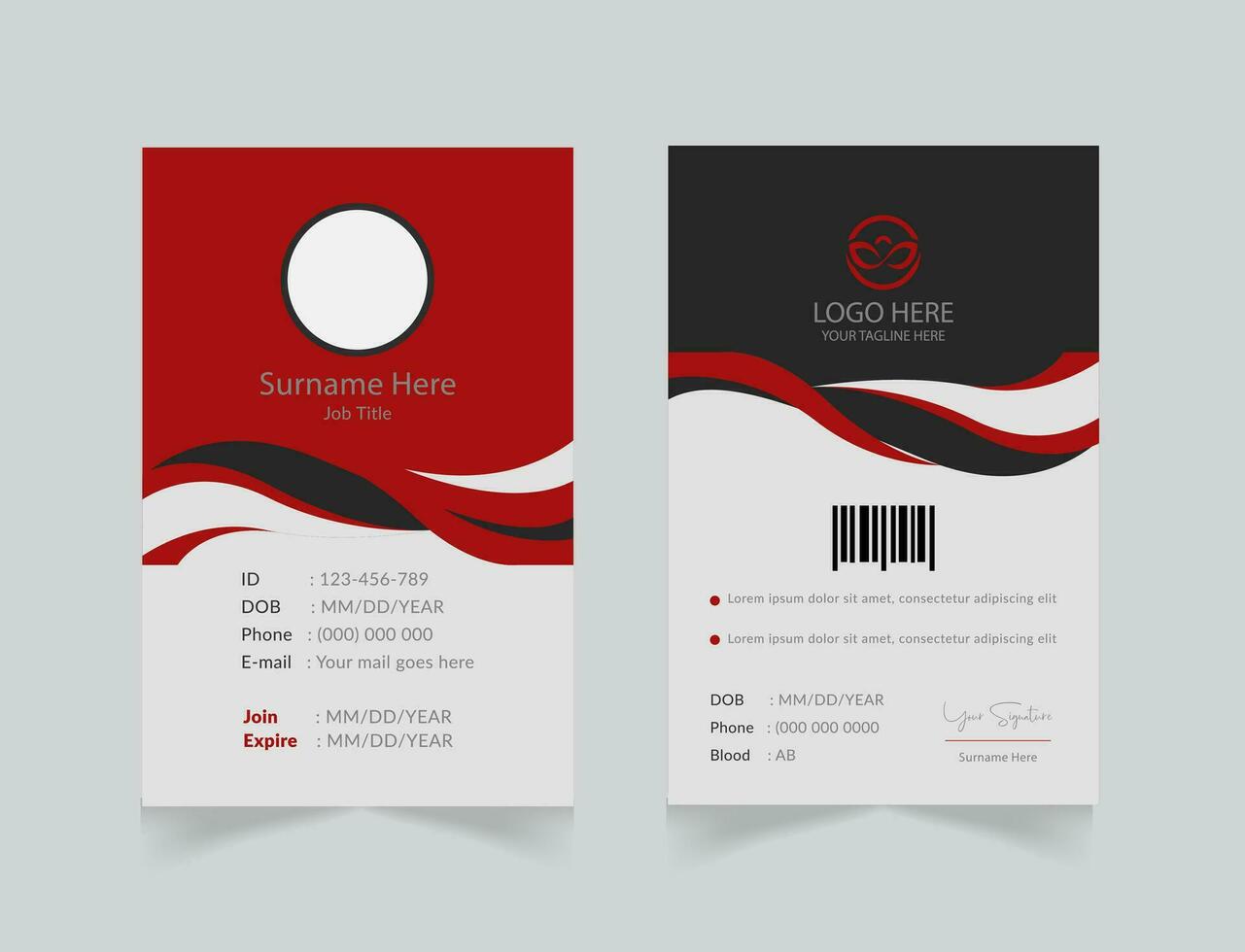vector office id card with minimalist elements