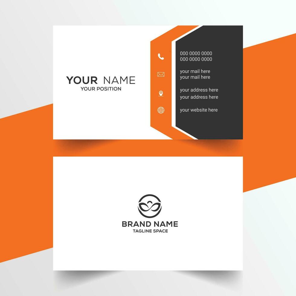 orange and white minimal business card design vector