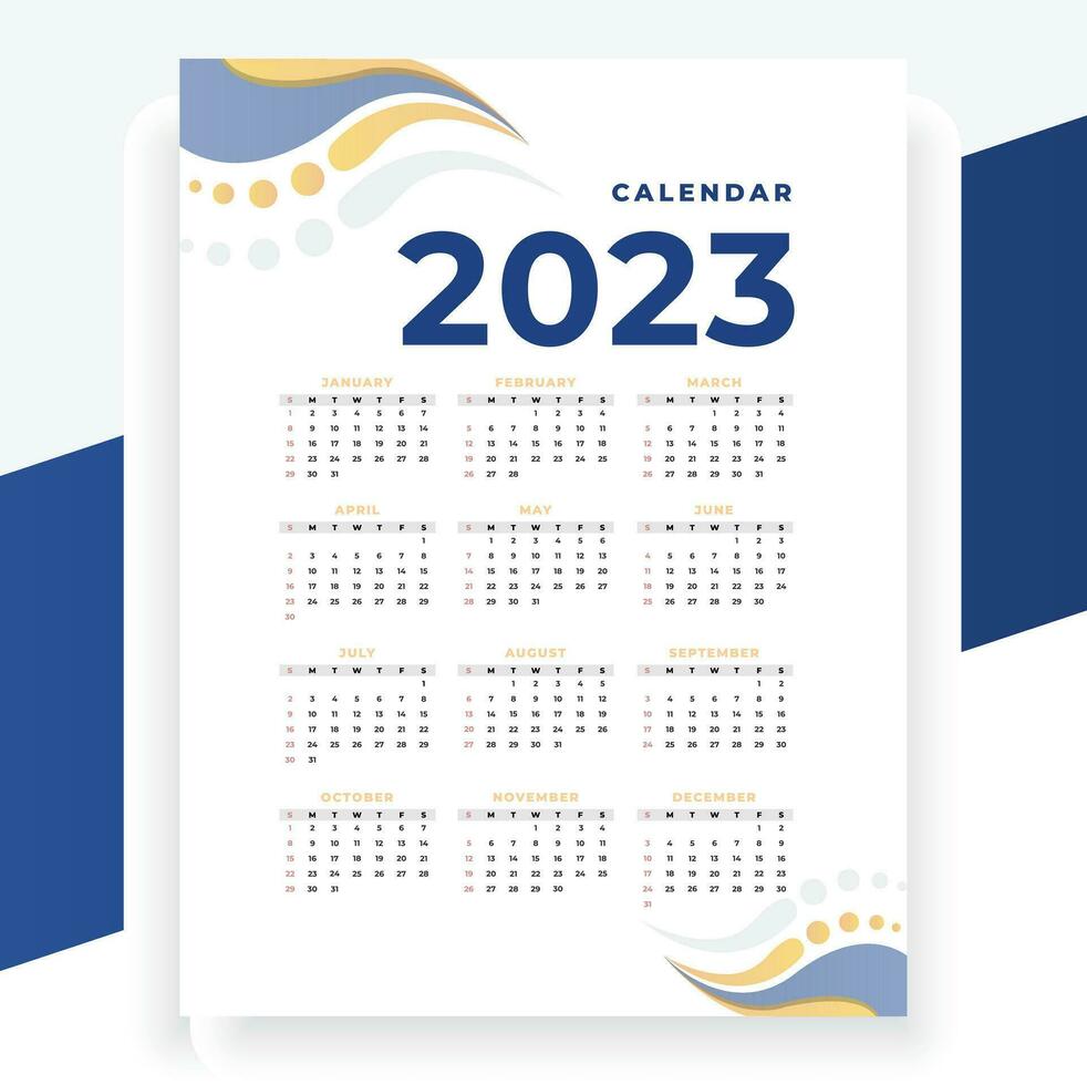 2023 paper modern calendar layout in printable style vector