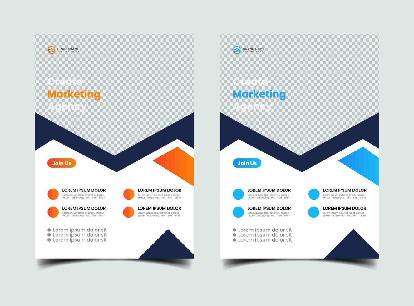 orange and blue business flyer template vector