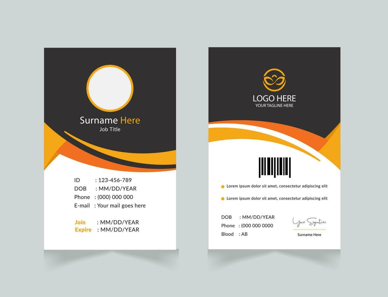 vector office id card with minimalist elements