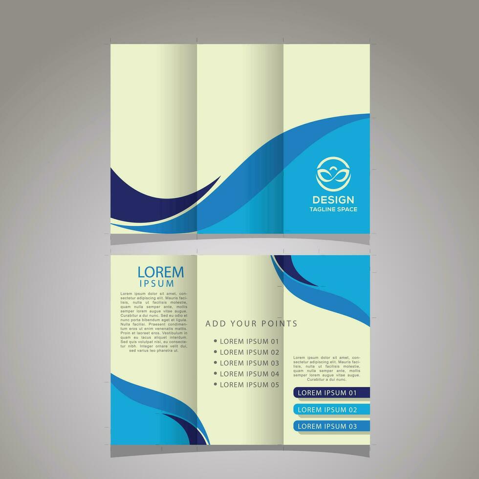 Business trifold template with creative shapes vector