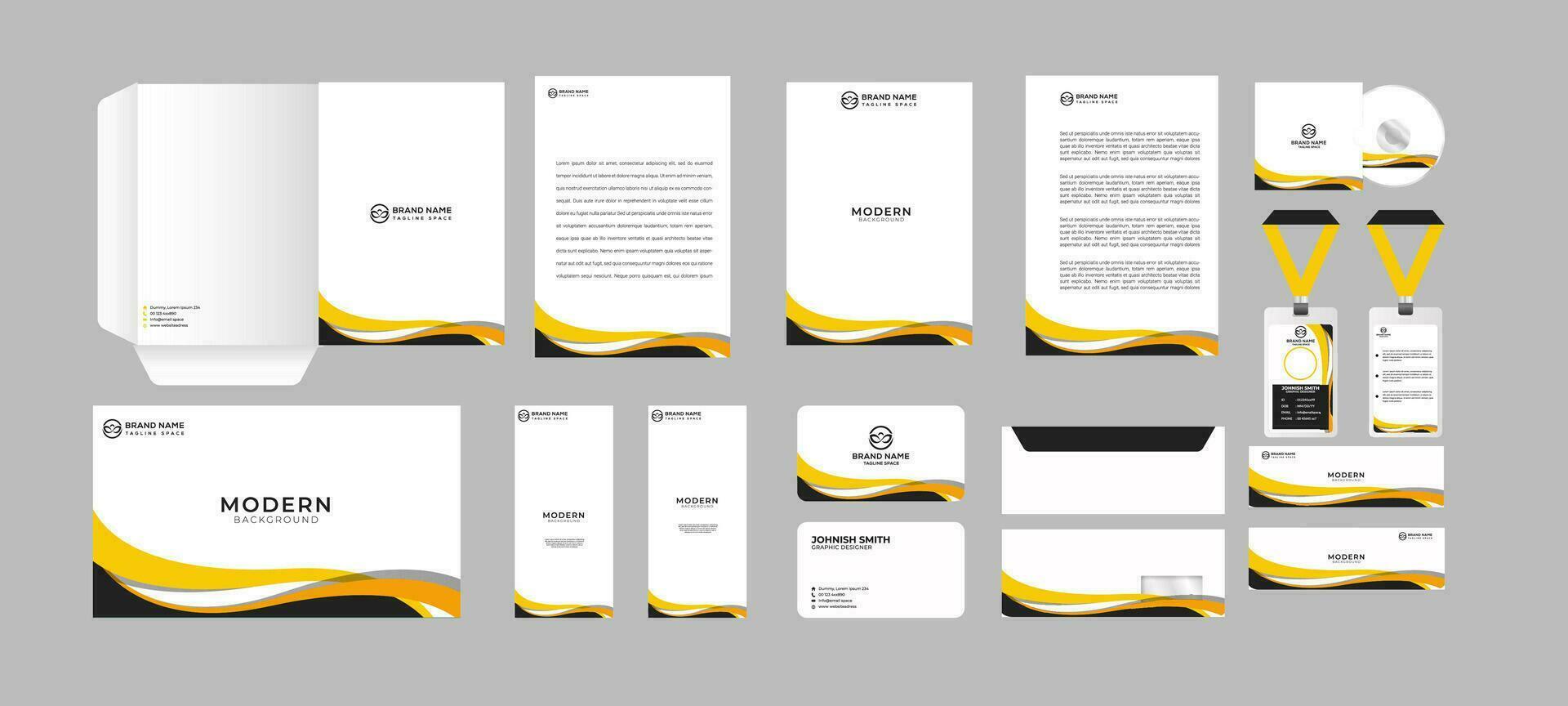 vector stationery corporate brand identity  set with  waves