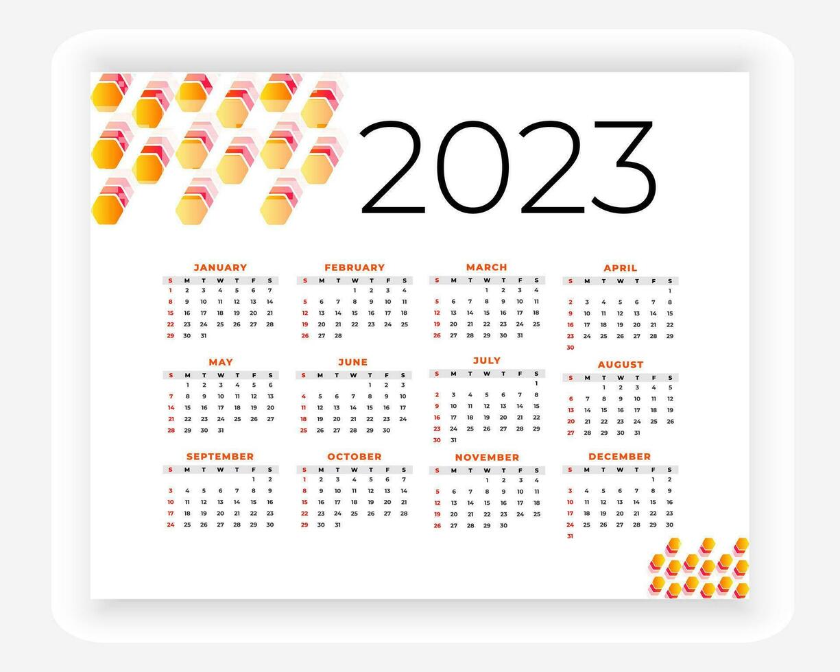 vector modern style new year 2023 calendar template
