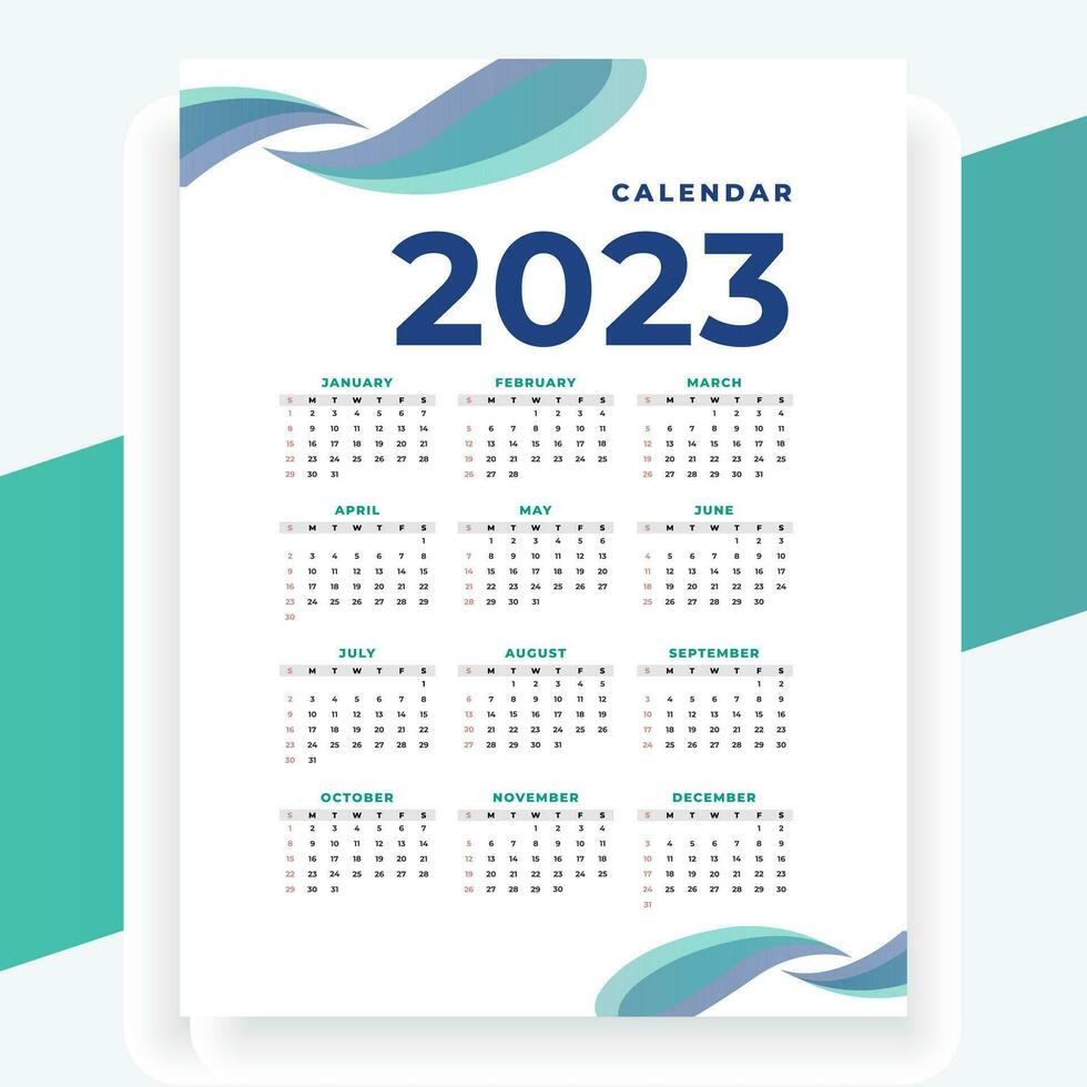 2023 paper modern calendar layout in printable style vector