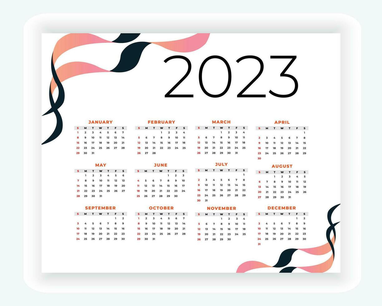 vector modern style new year 2023 calendar template