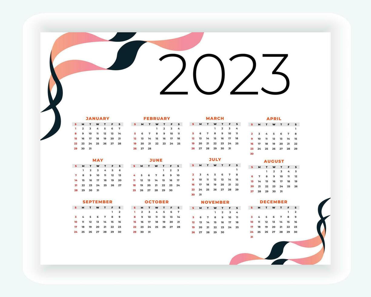 vector moderno estilo nuevo año 2023 calendario modelo