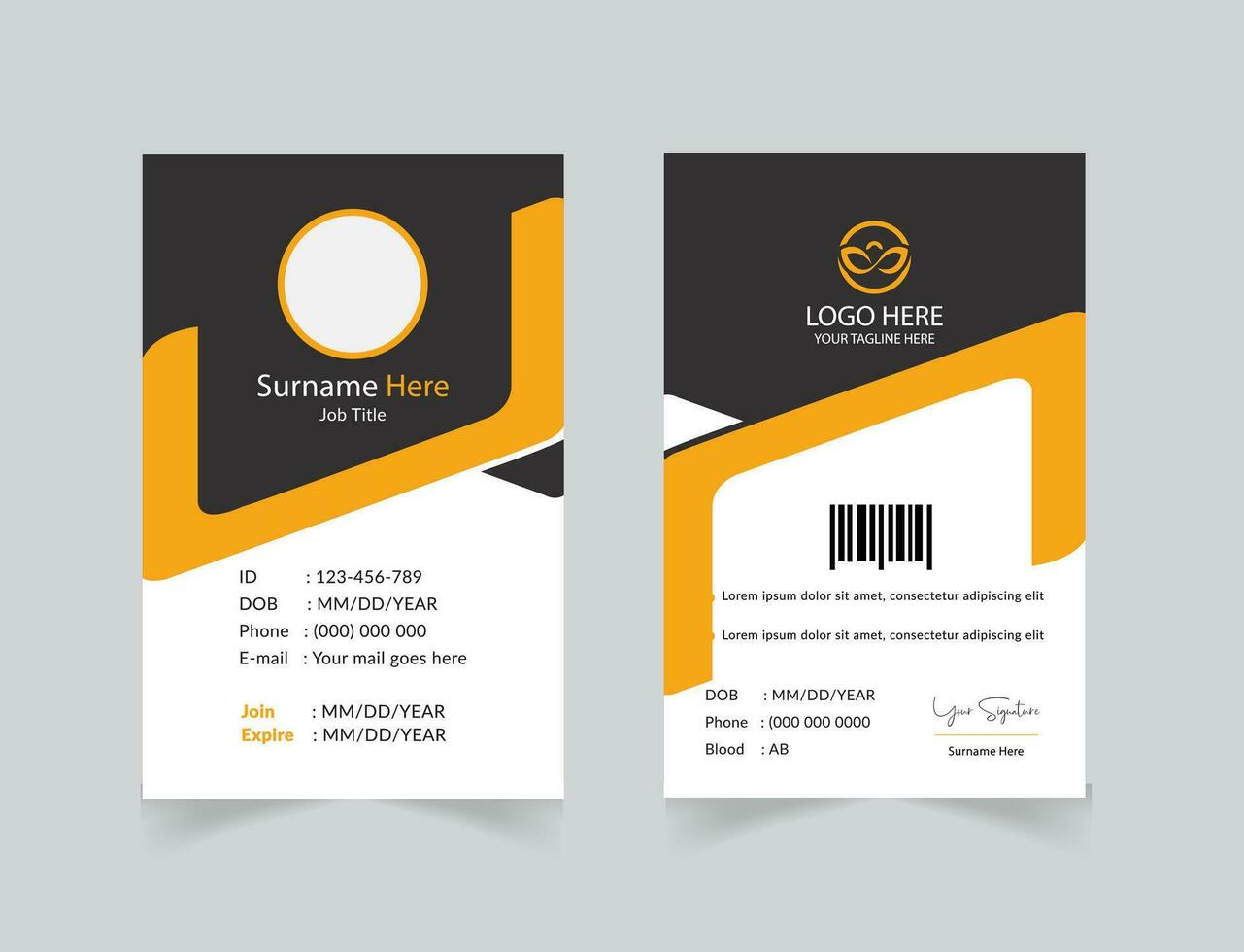 vector office id card with minimalist elements