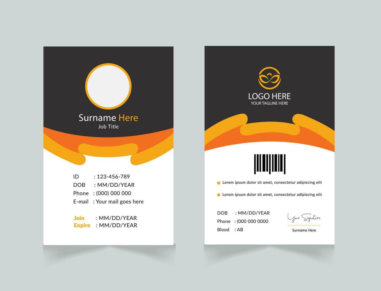 vector oficina carné de identidad tarjeta con minimalista elementos