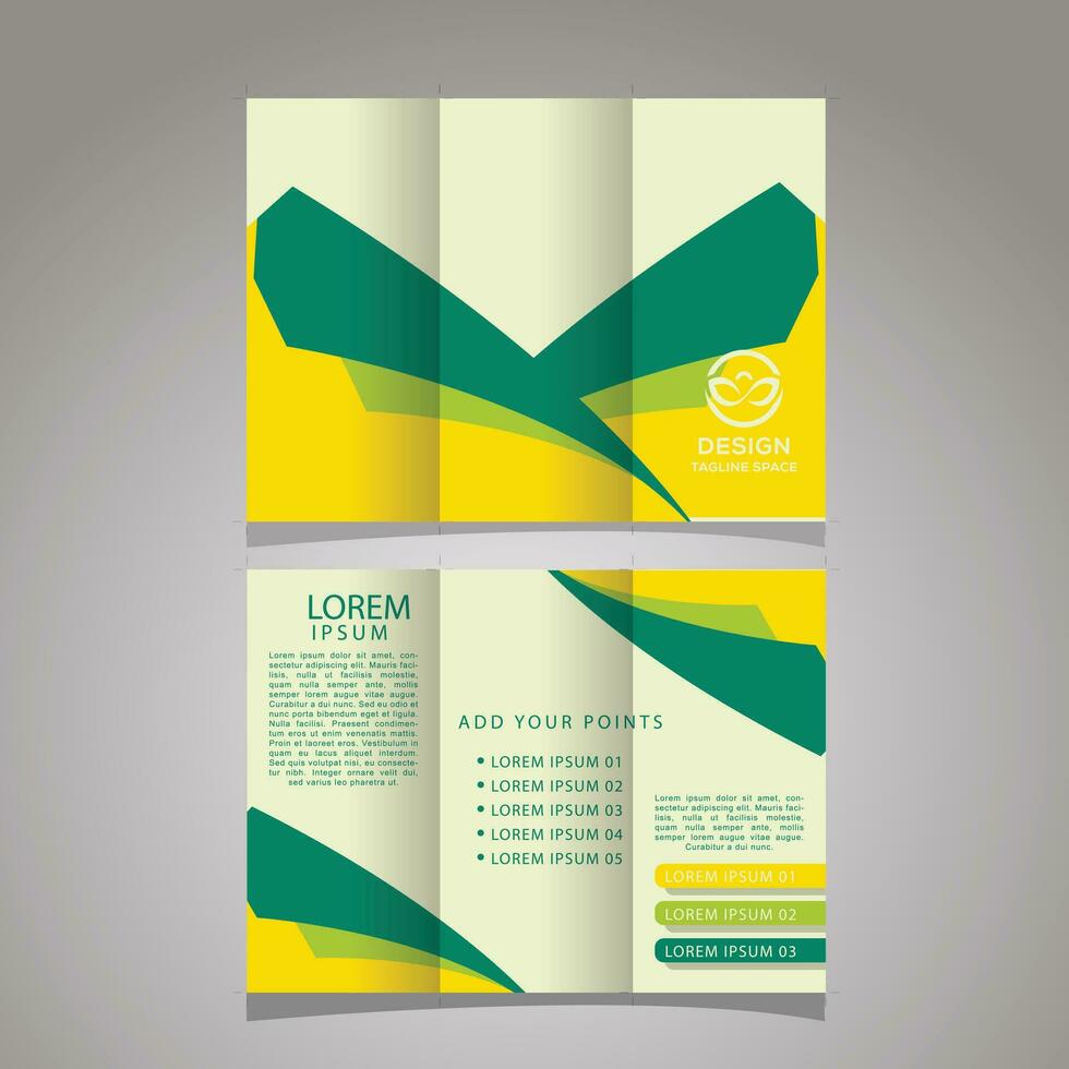 Business trifold template with creative shapes vector