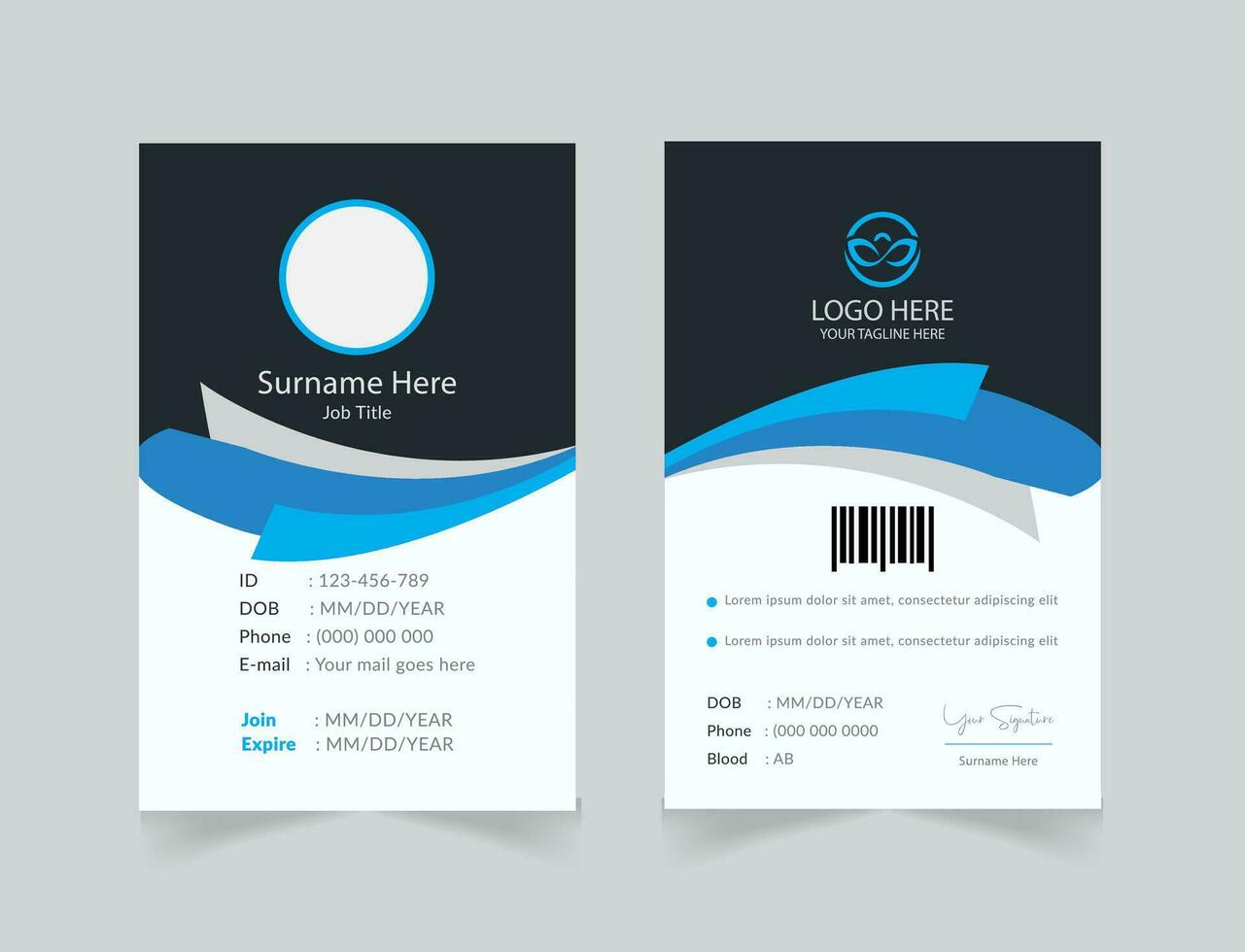 vector office id card with minimalist elements