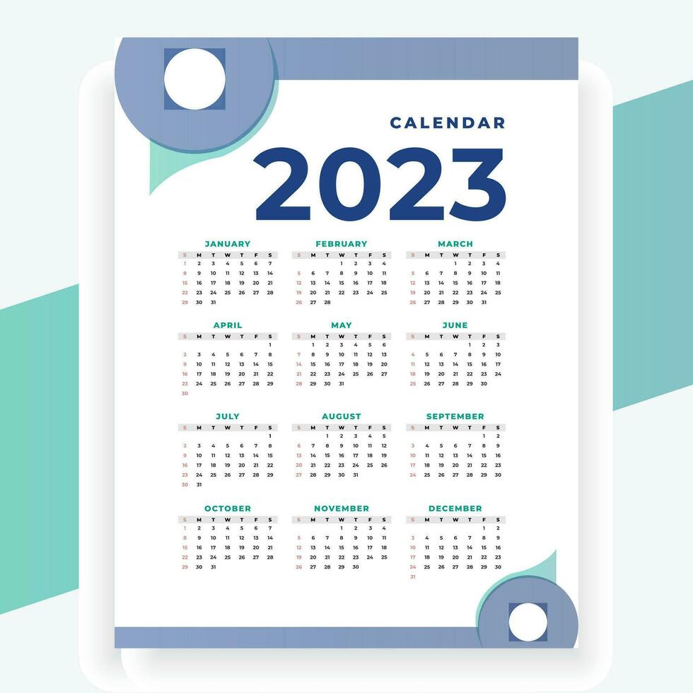 2023 papel moderno calendario diseño en imprimible estilo vector