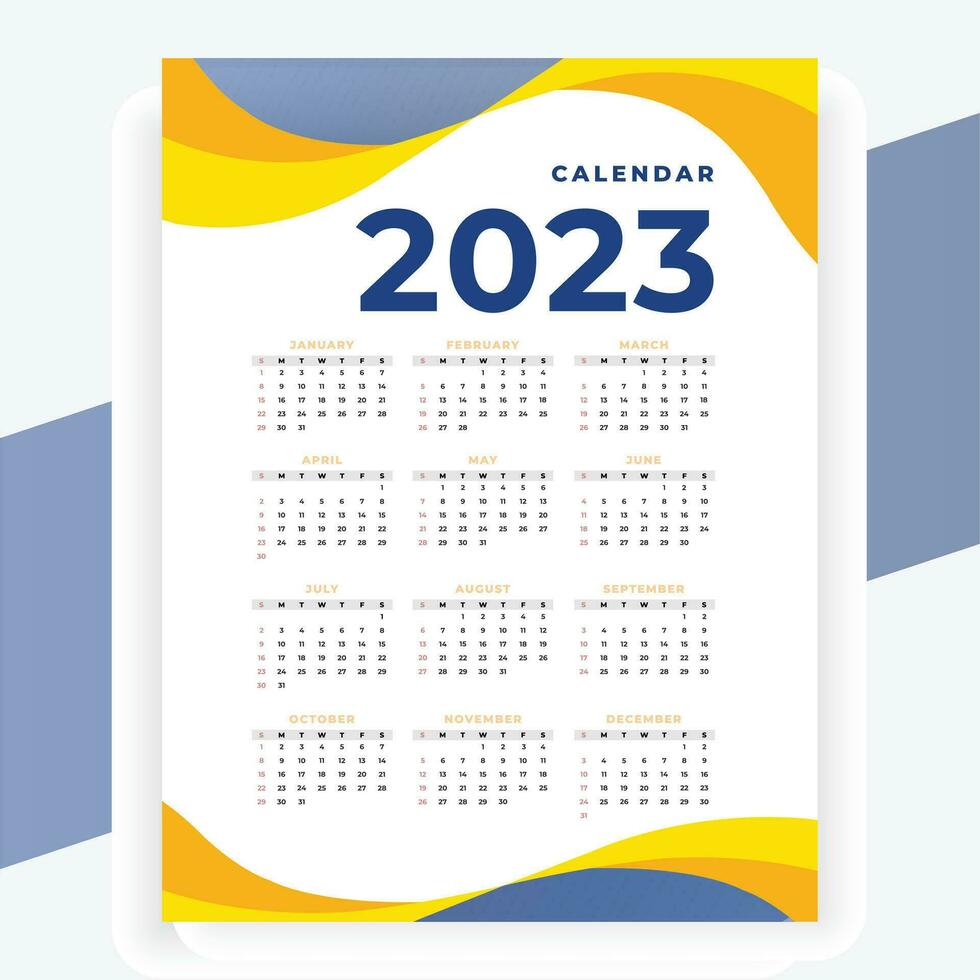 2023 paper modern calendar layout in printable style vector