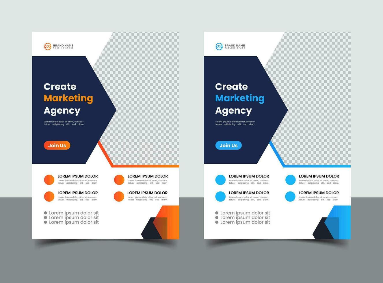 orange and blue business flyer template vector