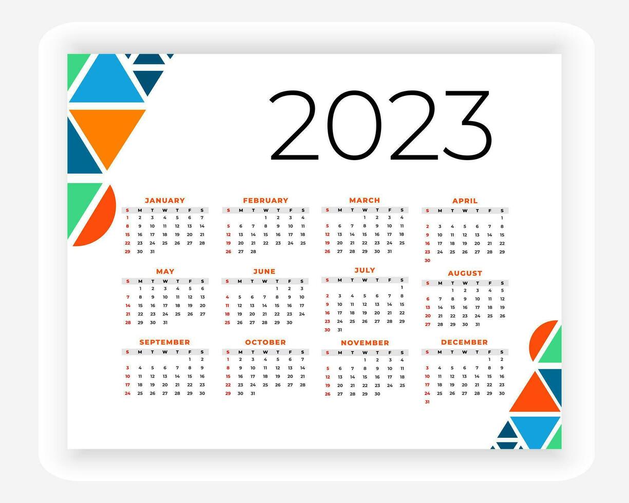 vector modern style new year 2023 calendar template