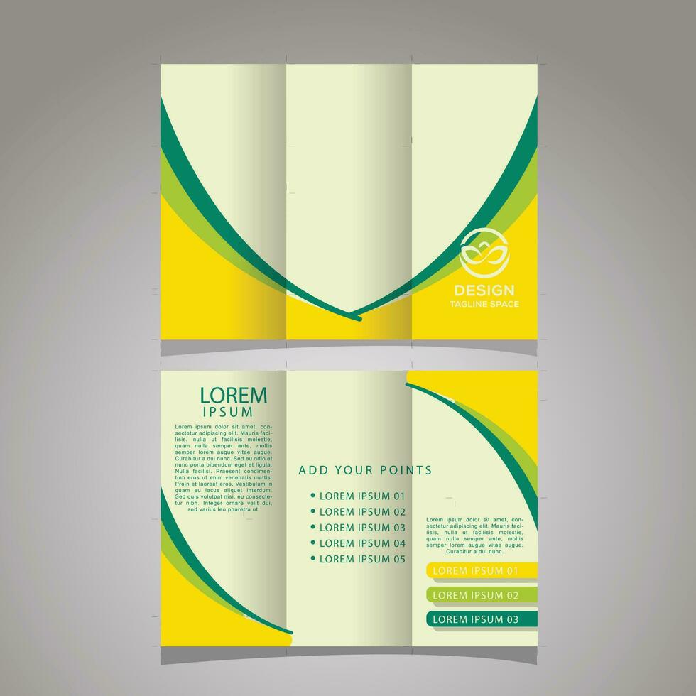 Business trifold template with creative shapes vector