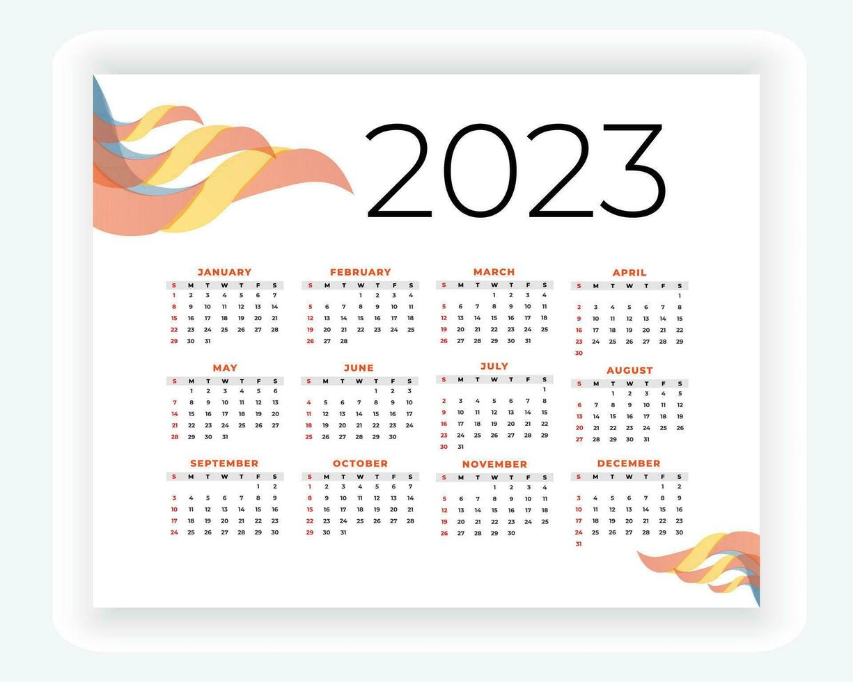 vector modern style new year 2023 calendar template